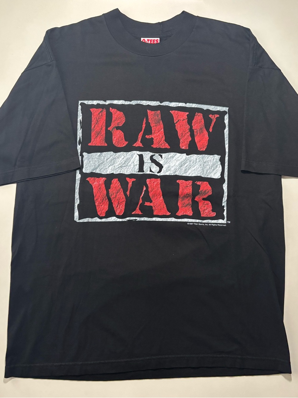 1997 RAW IS WAR WWF/WWE fighting war zone vintage wrestling promo shirt